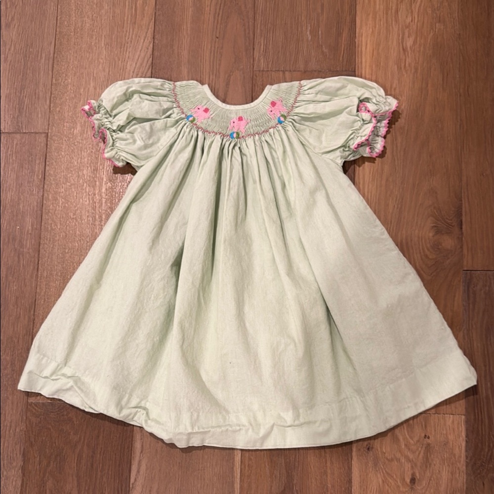 Silly Goose Smocked Dress - Pink Elephants - 2t